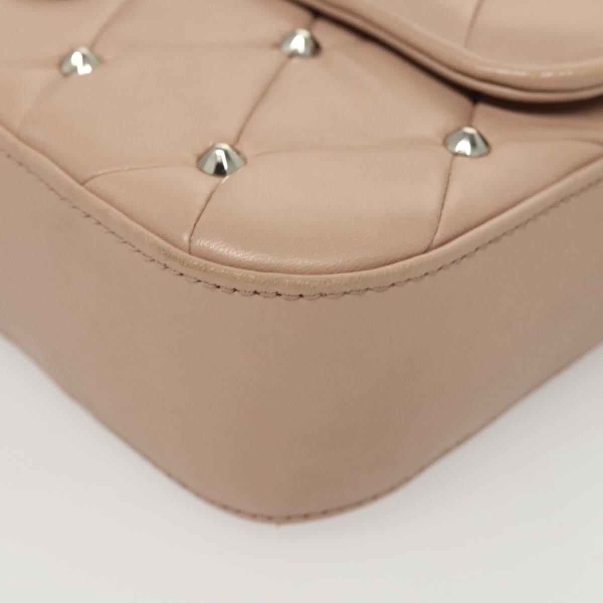 Miu Miu Chain Shoulder Bag Leather Pink Silver Auth 119207