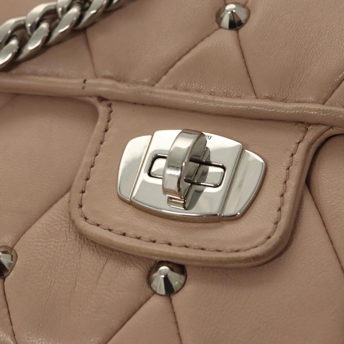 Miu Miu Chain Shoulder Bag Leather Pink Silver Auth 119207