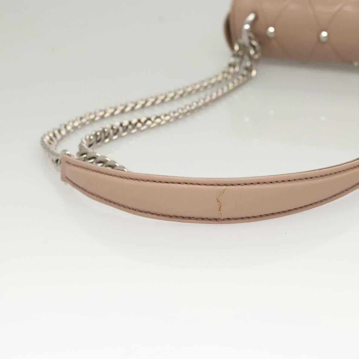 Miu Miu Chain Shoulder Bag Leather Pink Silver Auth 119207