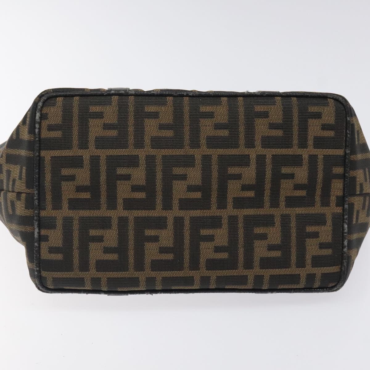 FENDI Zucca Canvas Hand Bag Black Brown gold Auth 119210