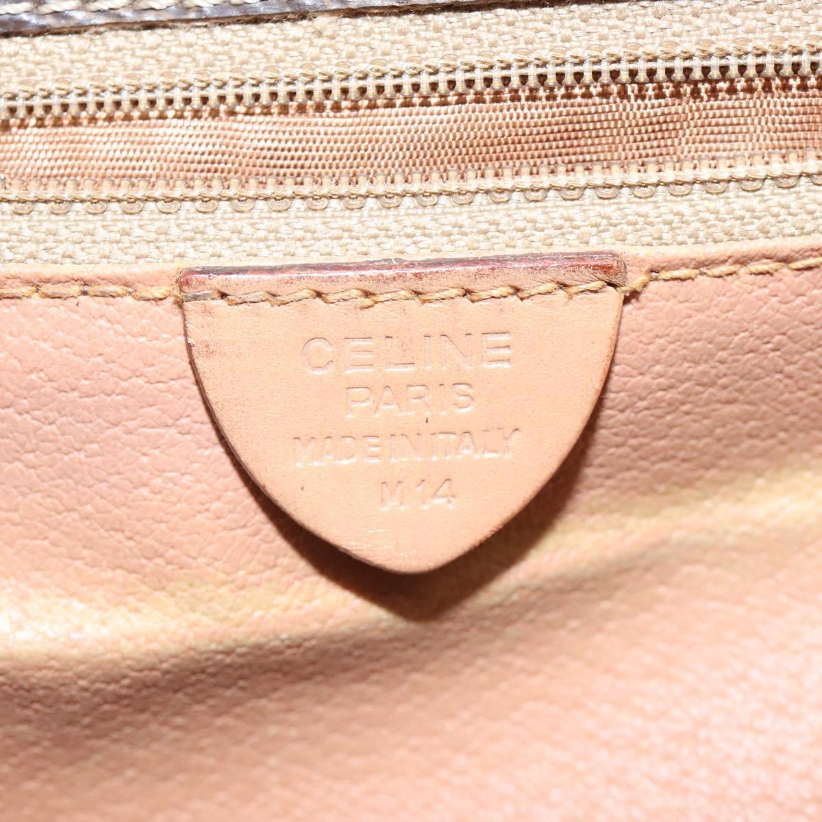 CELINE Macadam Canvas Shoulder Bag PVC Leather Brown Gold Auth 119211