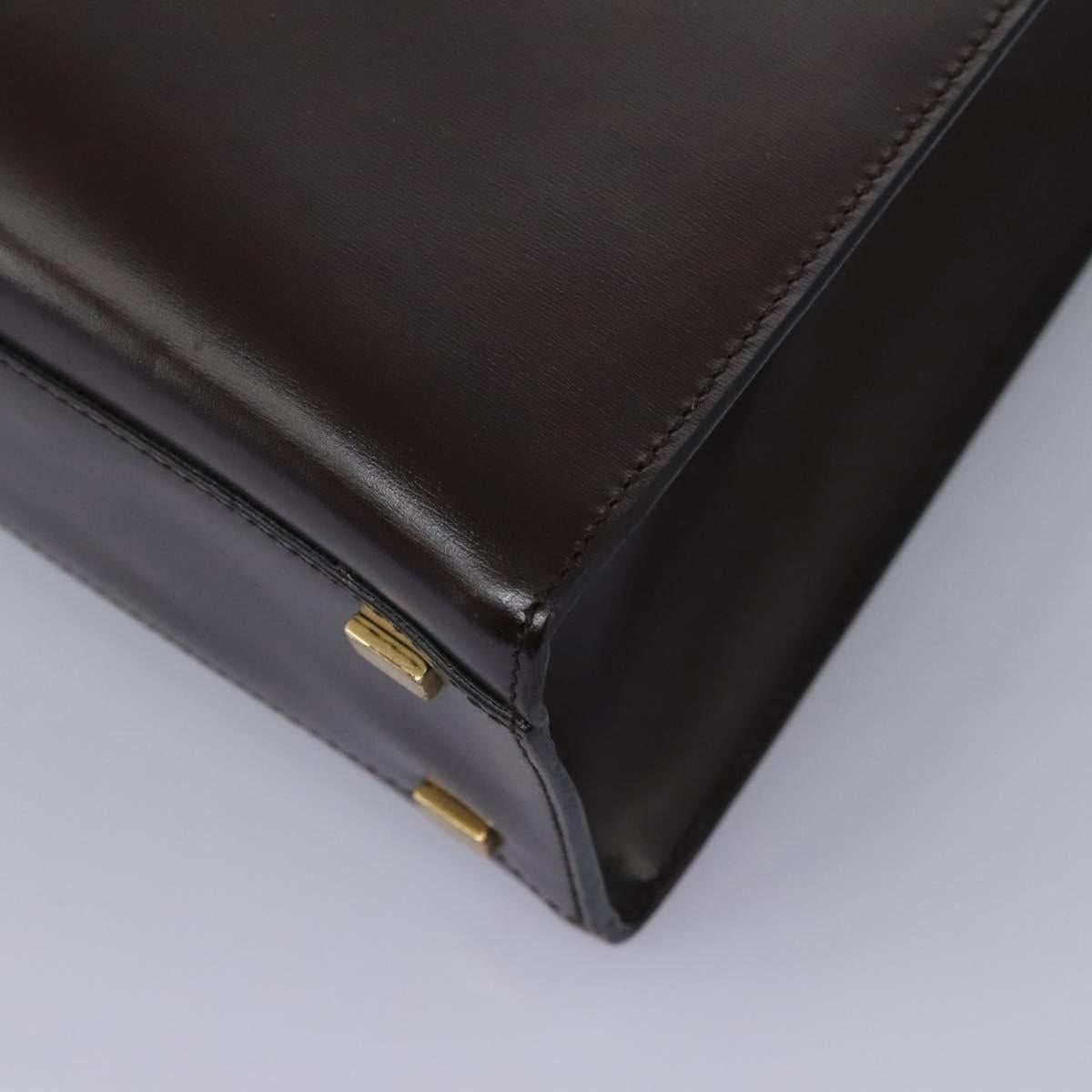 CELINE Hand Bag Leather 2way Brown Gold Auth 119212