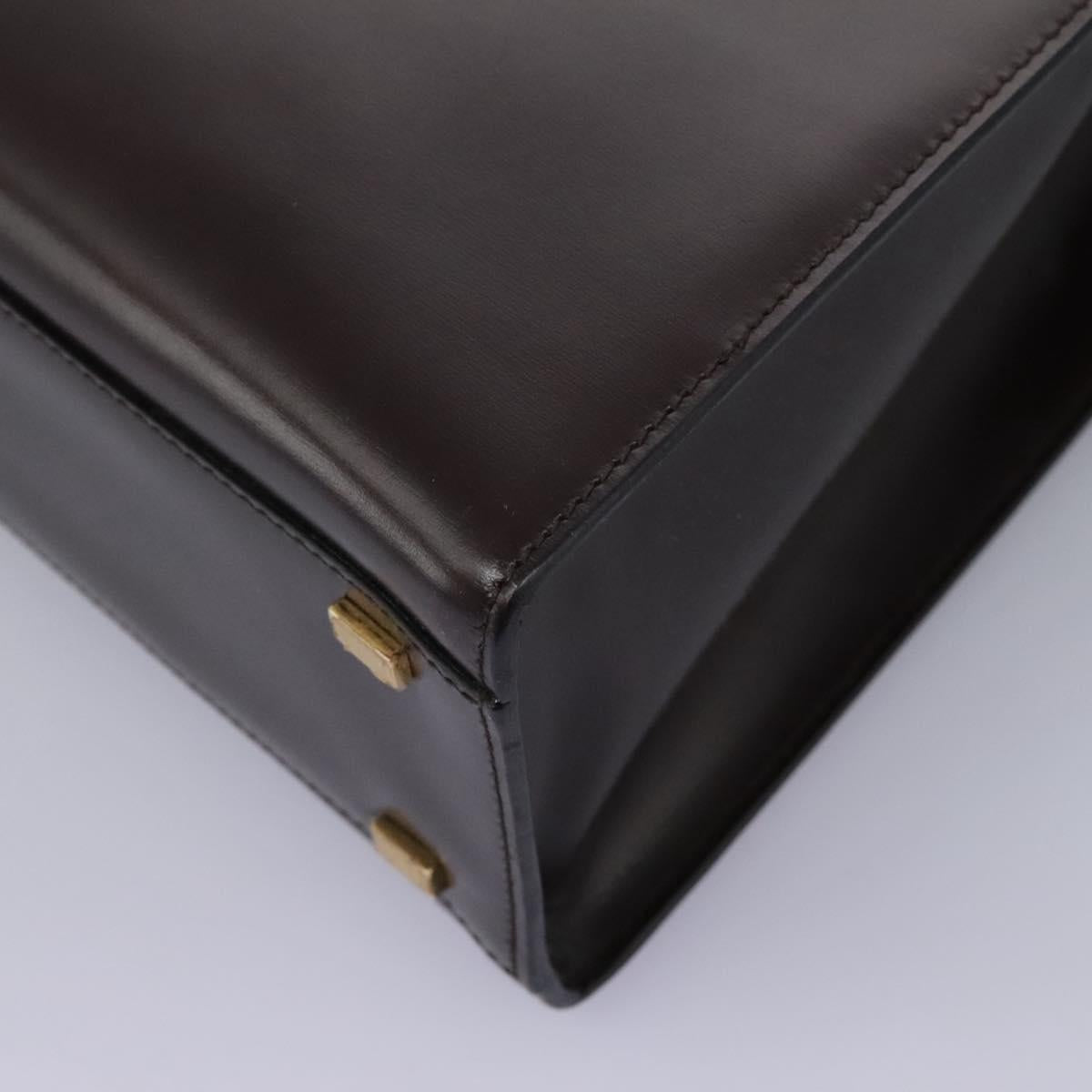 CELINE Hand Bag Leather 2way Brown Gold Auth 119212