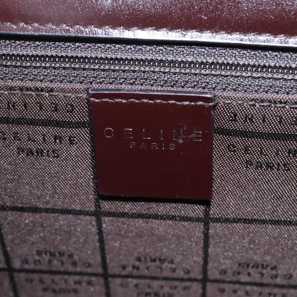 CELINE Hand Bag Leather 2way Brown Gold Auth 119212