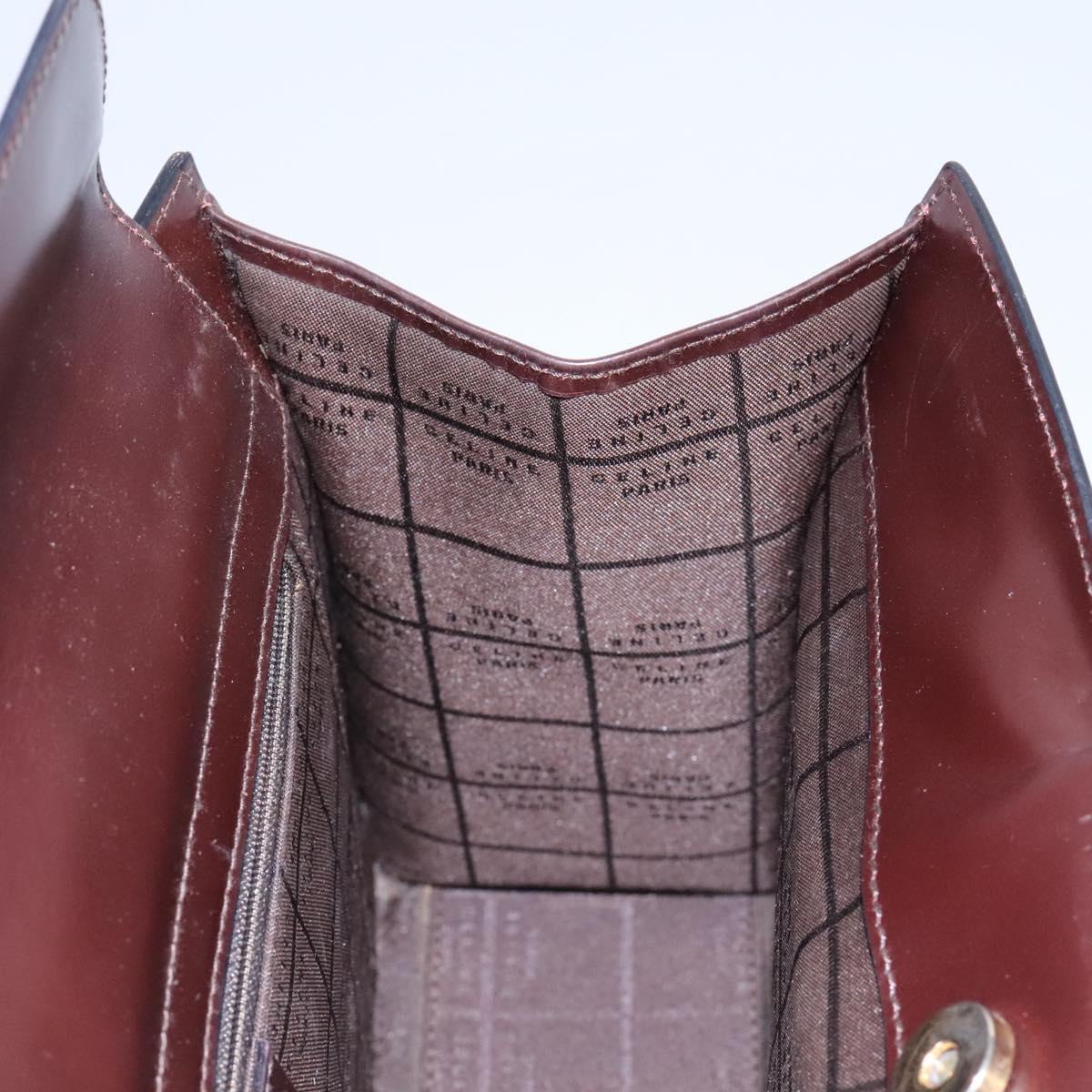 CELINE Hand Bag Leather 2way Brown Gold Auth 119212