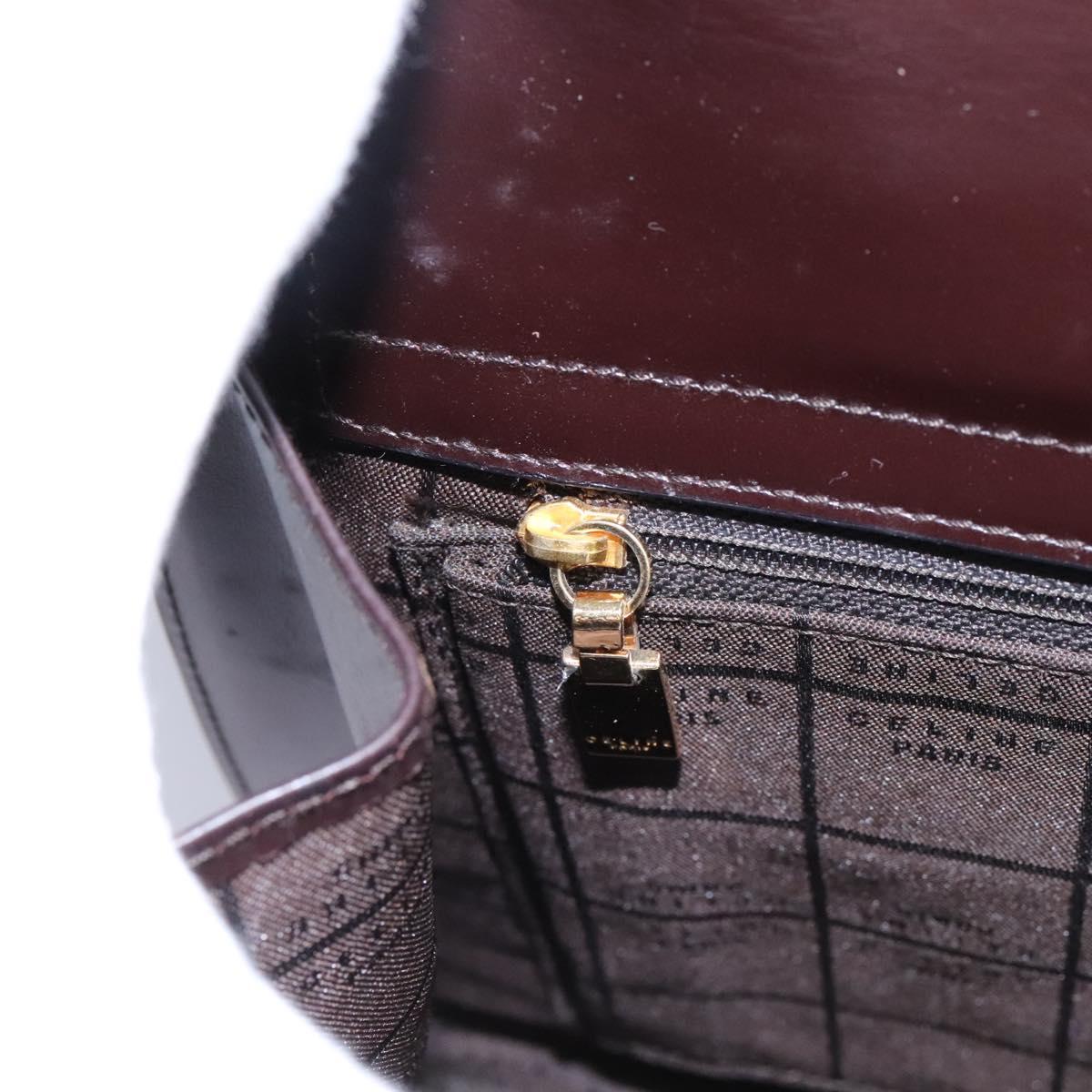 CELINE Hand Bag Leather 2way Brown Gold Auth 119212