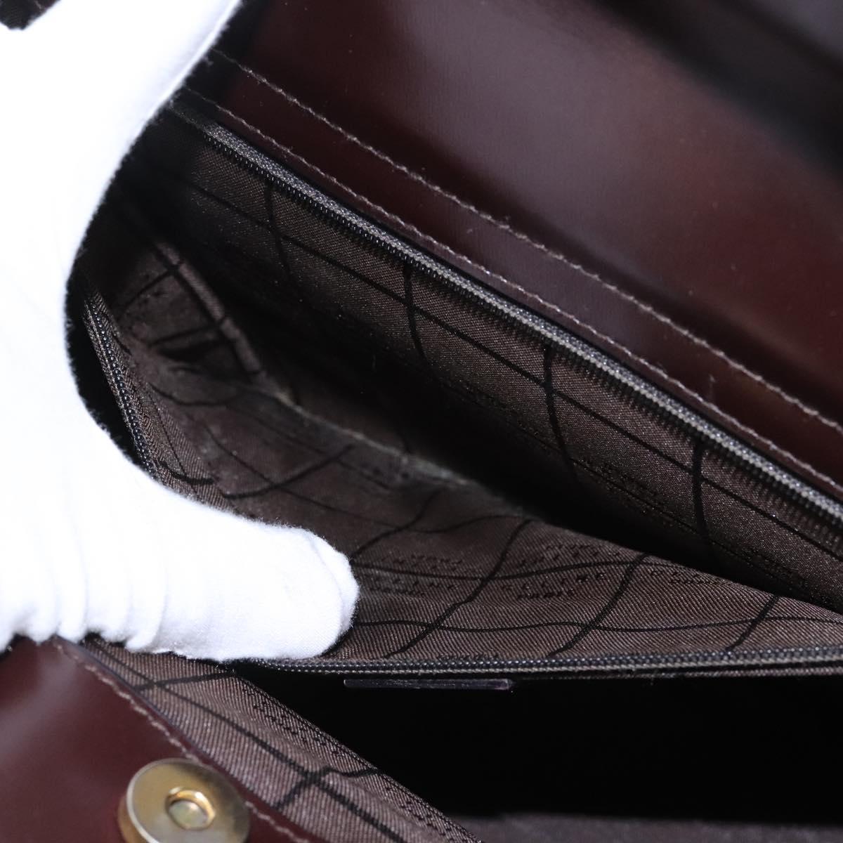 CELINE Hand Bag Leather 2way Brown Gold Auth 119212