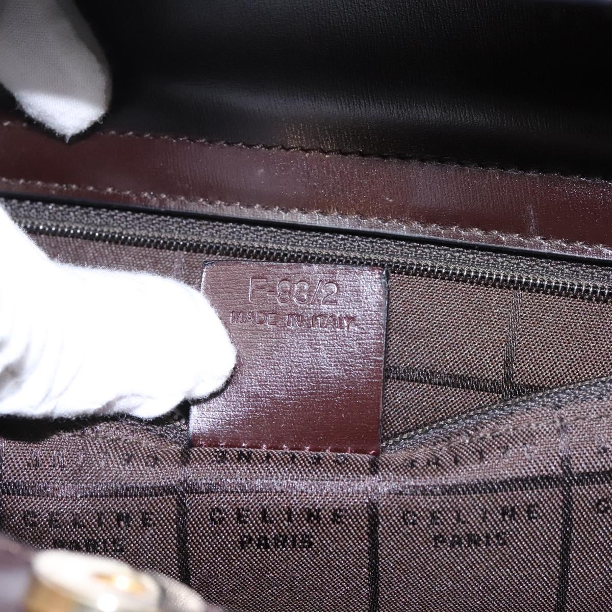CELINE Hand Bag Leather 2way Brown Gold Auth 119212