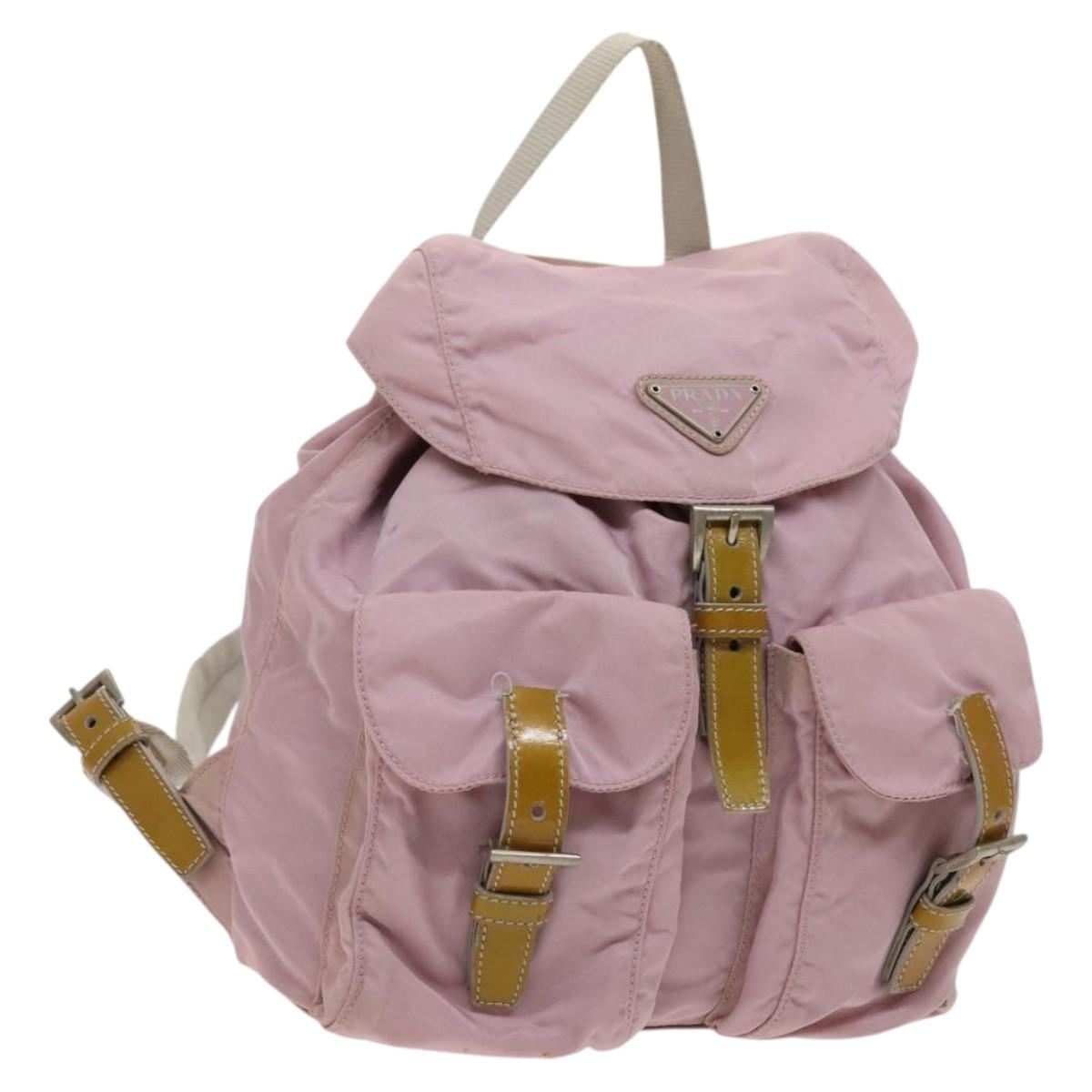 PRADA Backpack Nylon Pink Silver Auth 119214