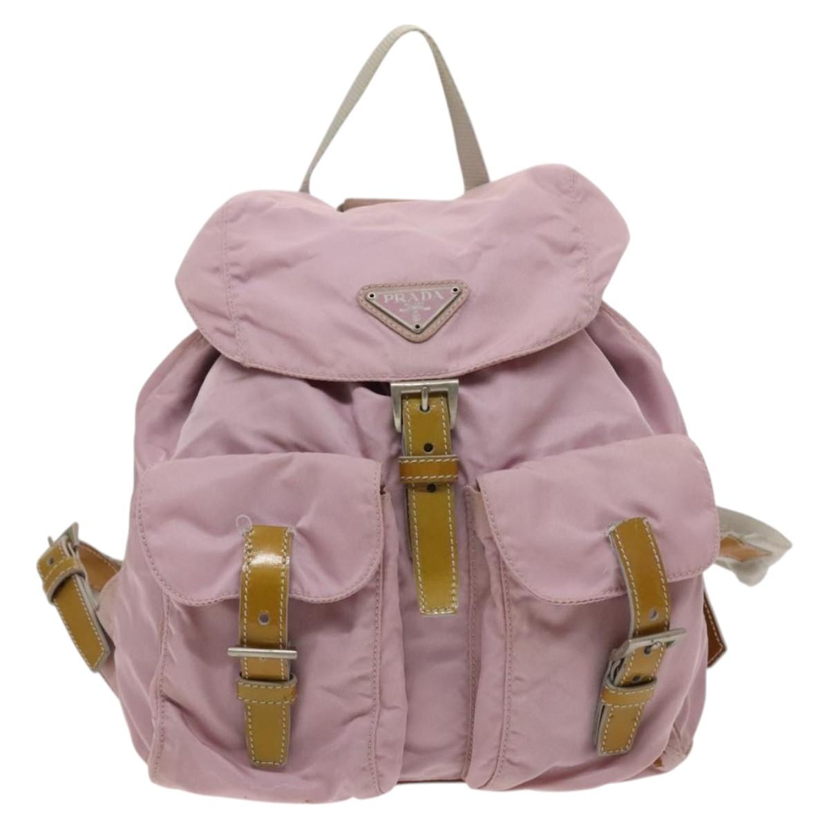 PRADA Backpack Nylon Pink Silver Auth 119214