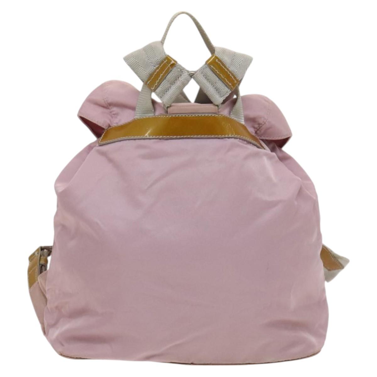 PRADA Backpack Nylon Pink Silver Auth 119214