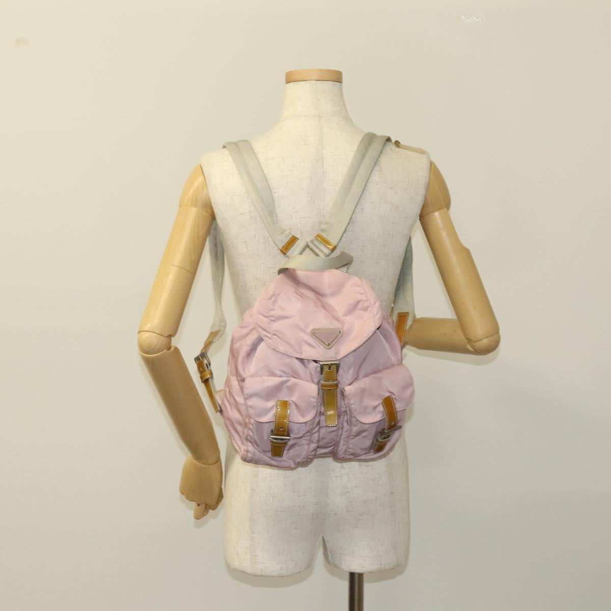 PRADA Backpack Nylon Pink Silver Auth 119214