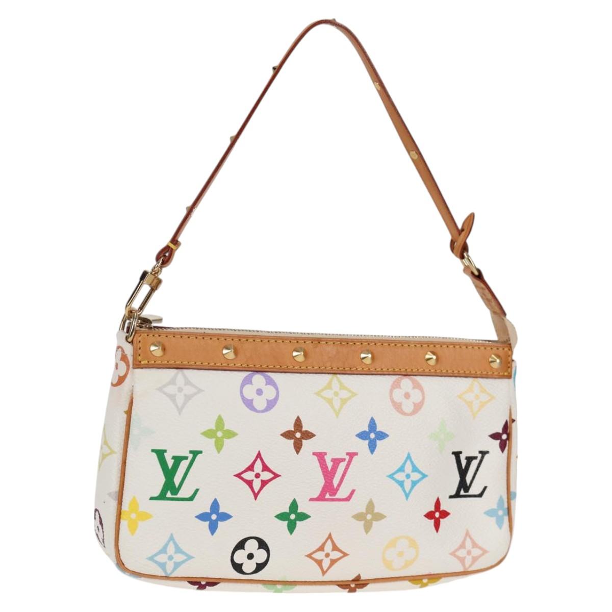 LOUIS VUITTON Multicolor Pochette Accessoires Pouch White M92649 Auth 119220SV