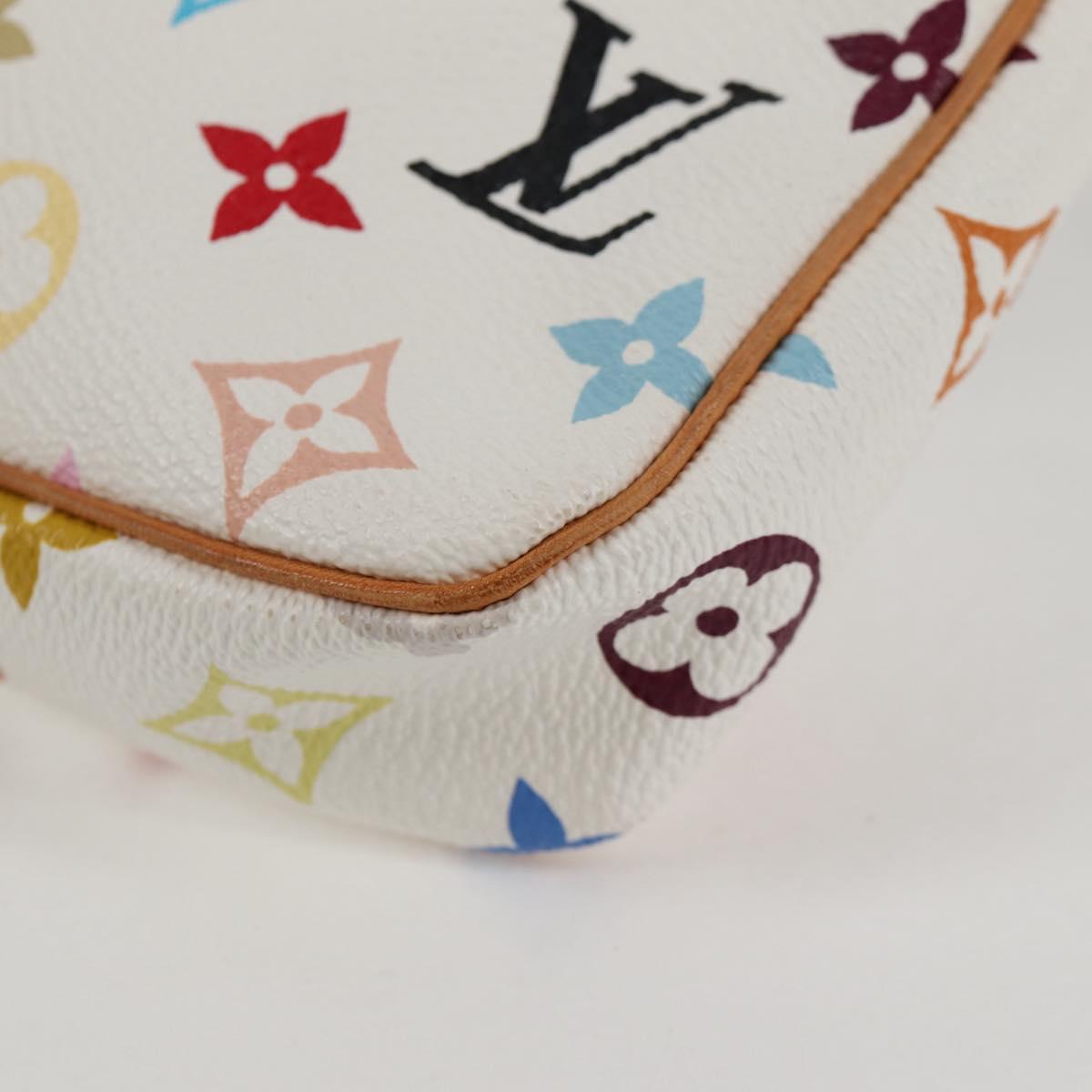 LOUIS VUITTON Multicolor Pochette Accessoires Pouch White M92649 Auth 119220SV
