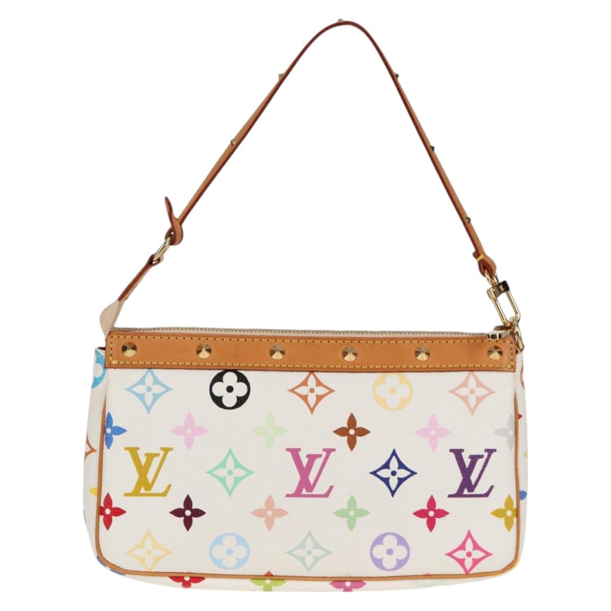 LOUIS VUITTON Multicolor Pochette Accessoires Pouch White M92649 Auth 119220SV