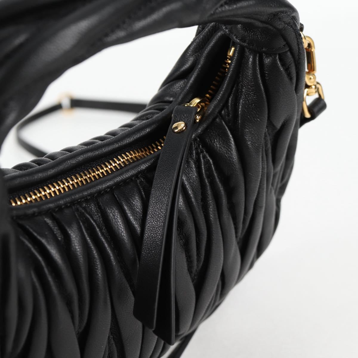 Miu Miu Matelasse Hand Bag Leather 2way Black Auth 119232SM