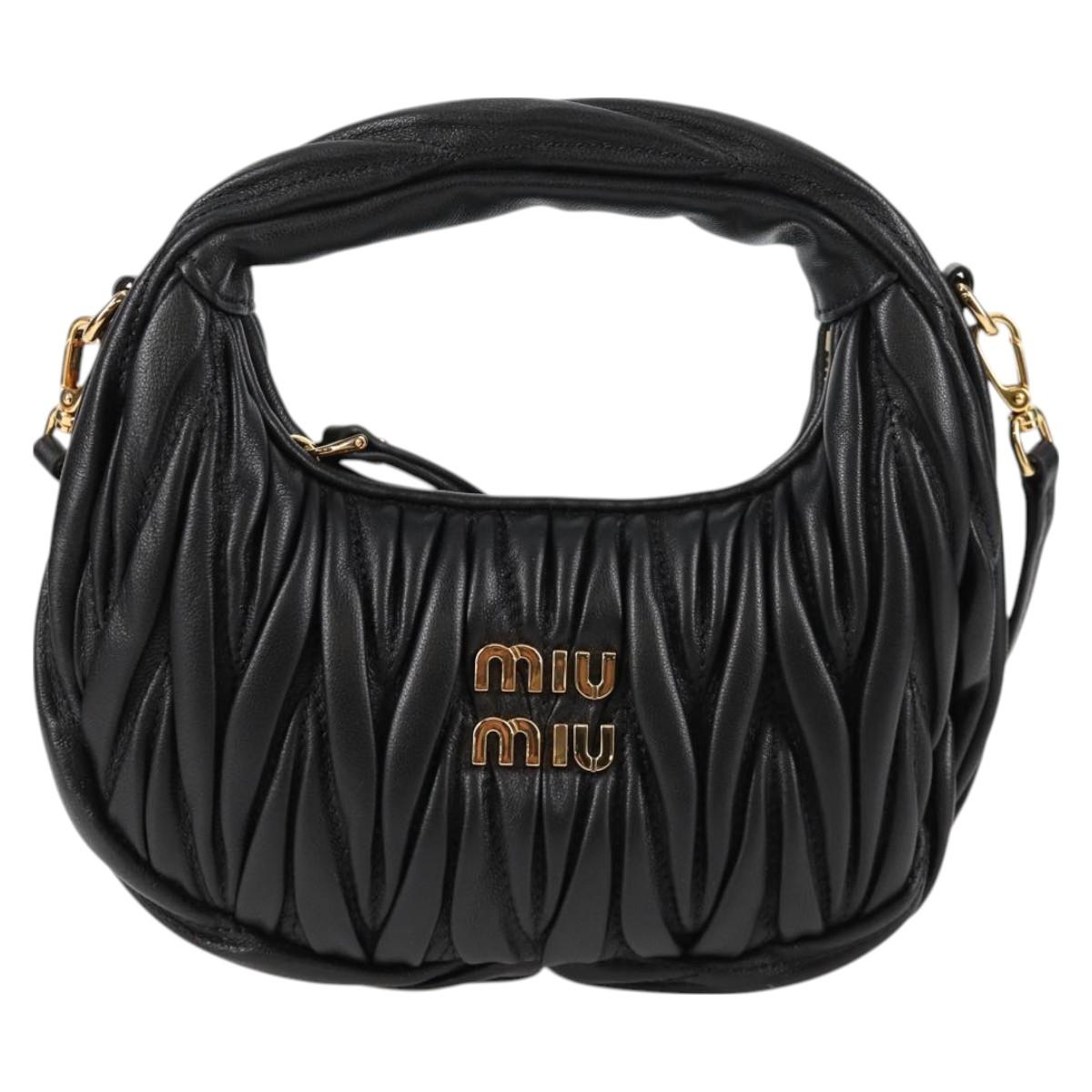 Miu Miu Matelasse Hand Bag Leather 2way Black Auth 119232SM