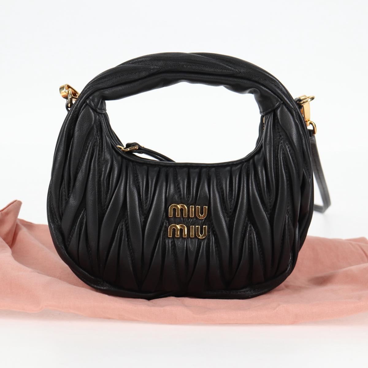 Miu Miu Matelasse Hand Bag Leather 2way Black Auth 119232SM