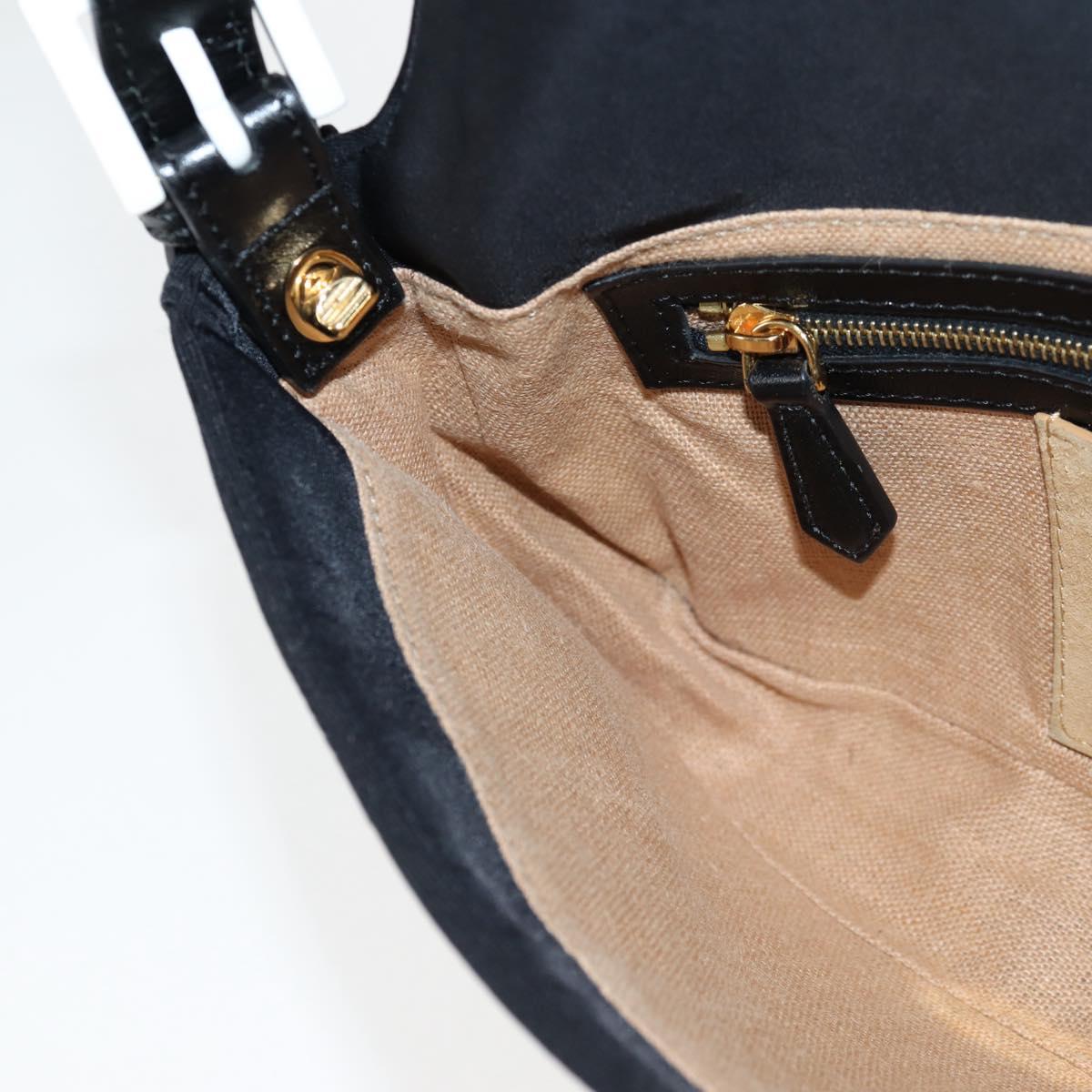 FENDI Mamma Baguette Shoulder Bag Nylon Black Gold Auth 119240SM