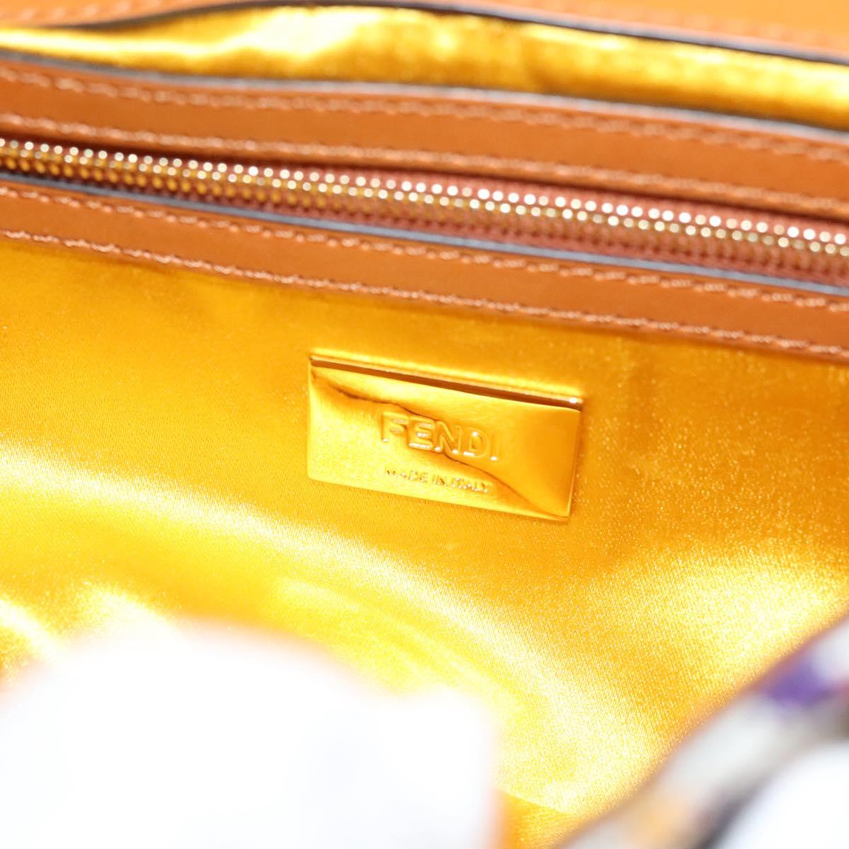 FENDI Mamma Baguette Shoulder Bag beads Beige Gold Auth 119241SV
