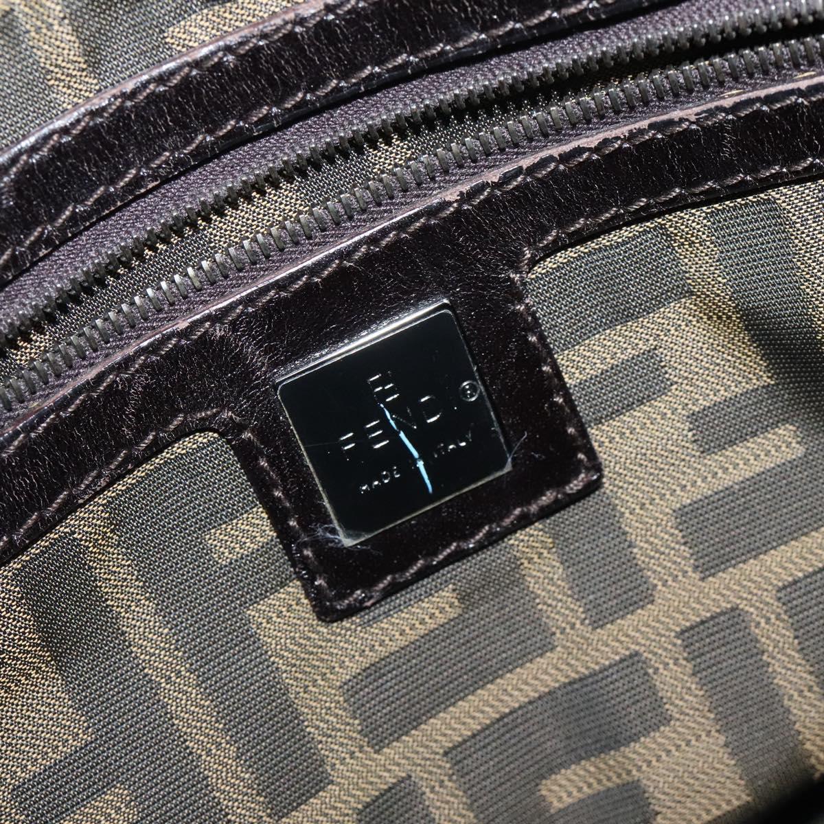 FENDI Mamma Baguette Shoulder Bag Nylon Brown Silver Auth 119242V