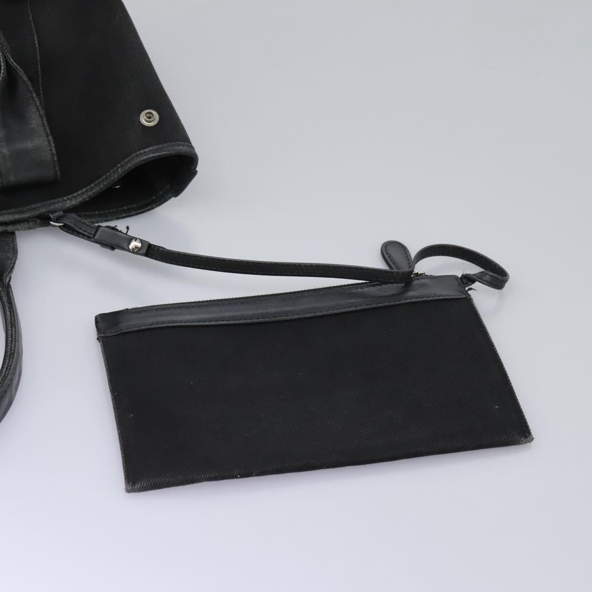 BALENCIAGA Navy Cabas Hand Bag Canvas Black 339933 Auth 119311