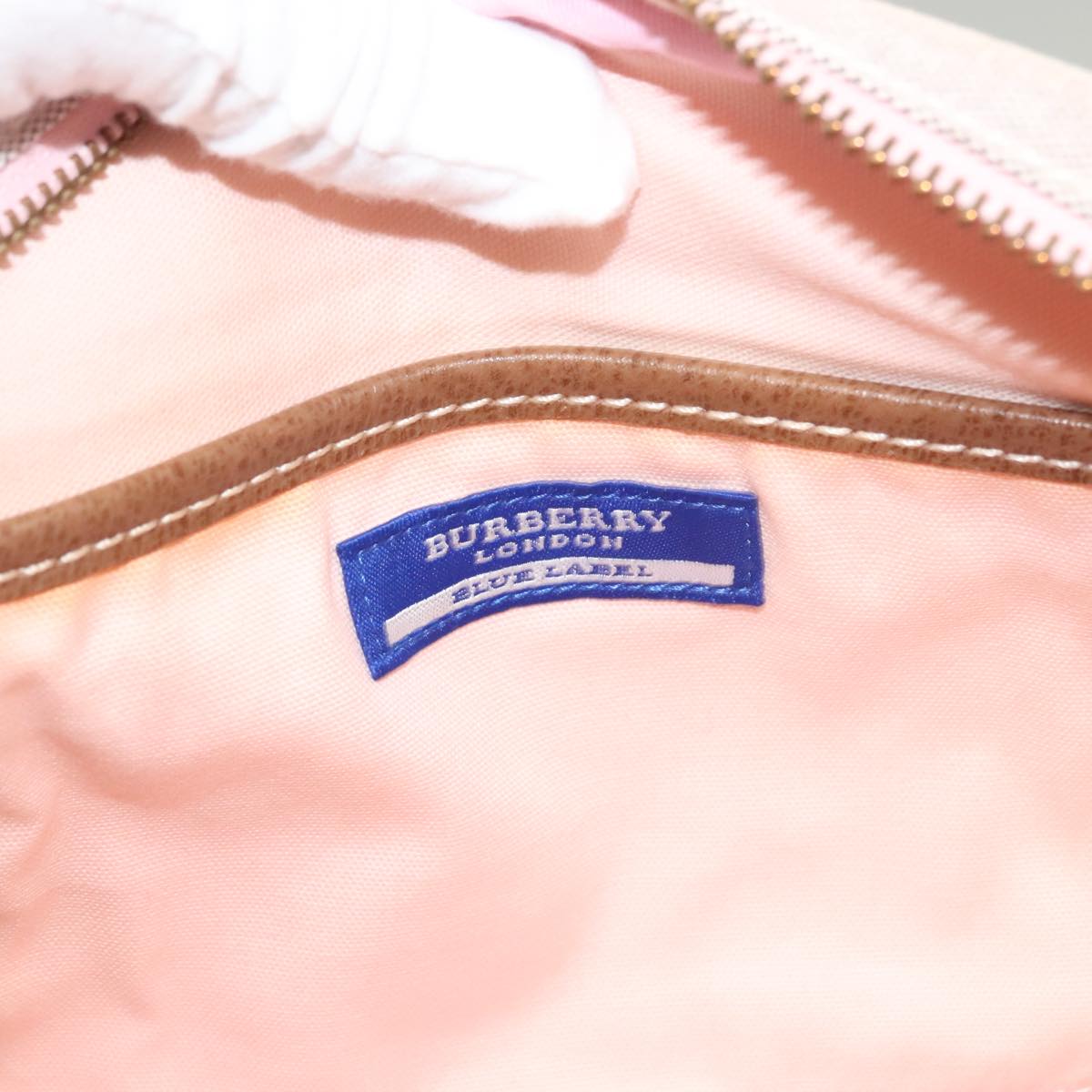 BURBERRY Blue Label Shoulder Bag Canvas Pink Auth 119316