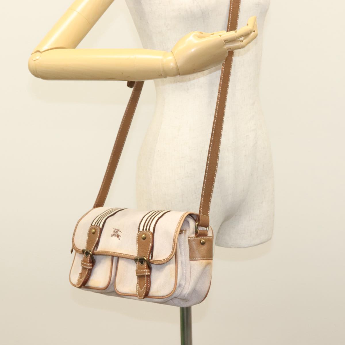 BURBERRY Blue Label Shoulder Bag Canvas Pink Auth 119316