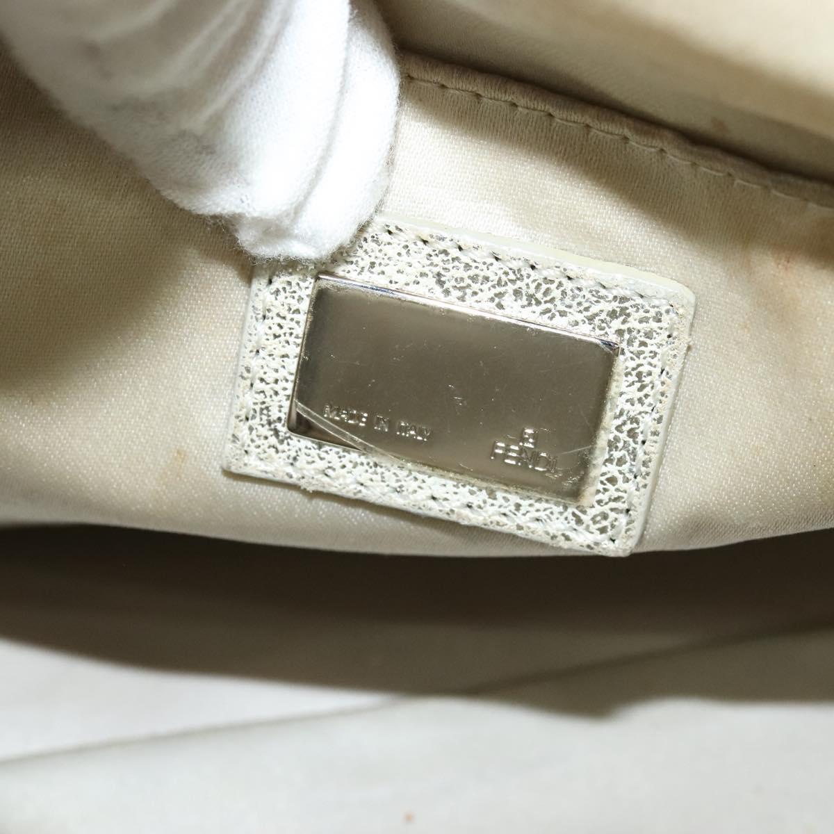FENDI Zucchino Canvas Hand Bag Silver Auth 119320