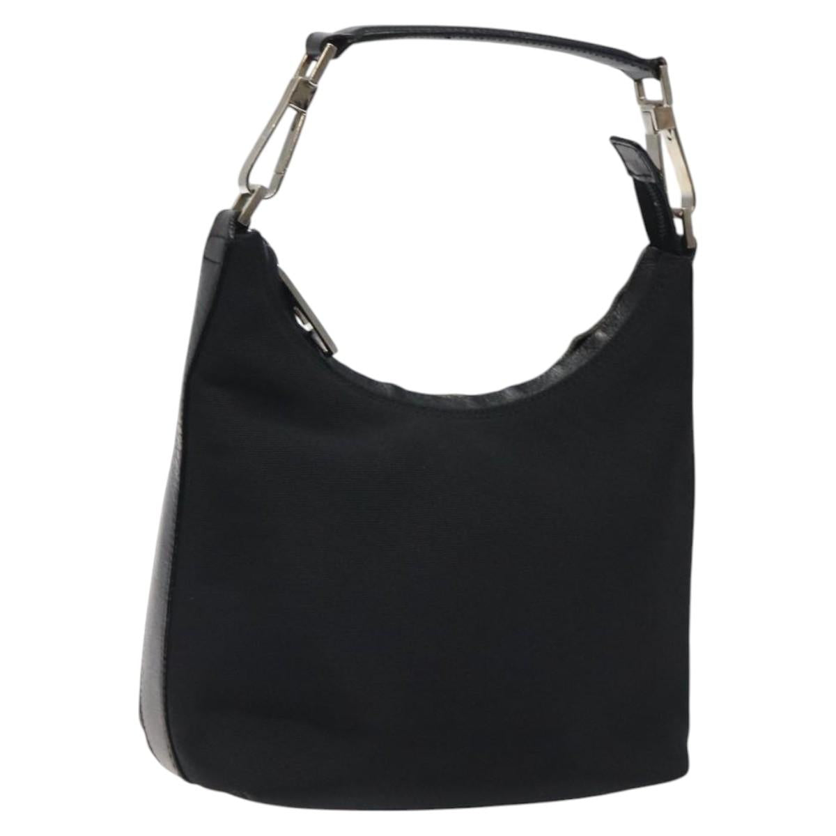 GUCCI Hand Bag Nylon Black Silver 000 0601 Auth 119331