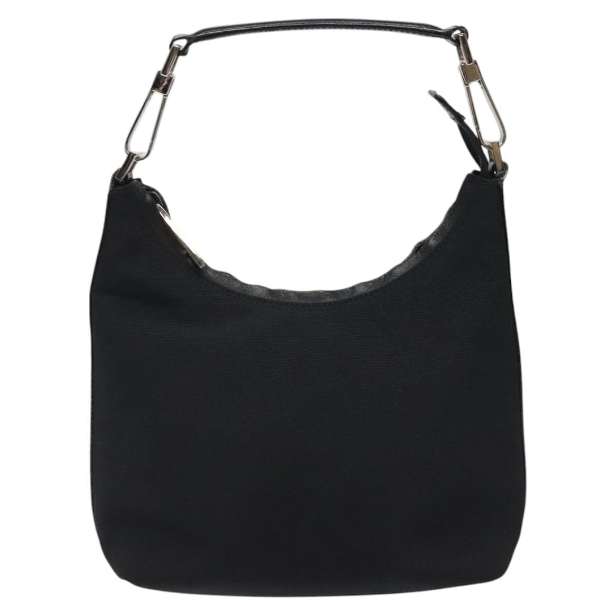 GUCCI Hand Bag Nylon Black Silver 000 0601 Auth 119331
