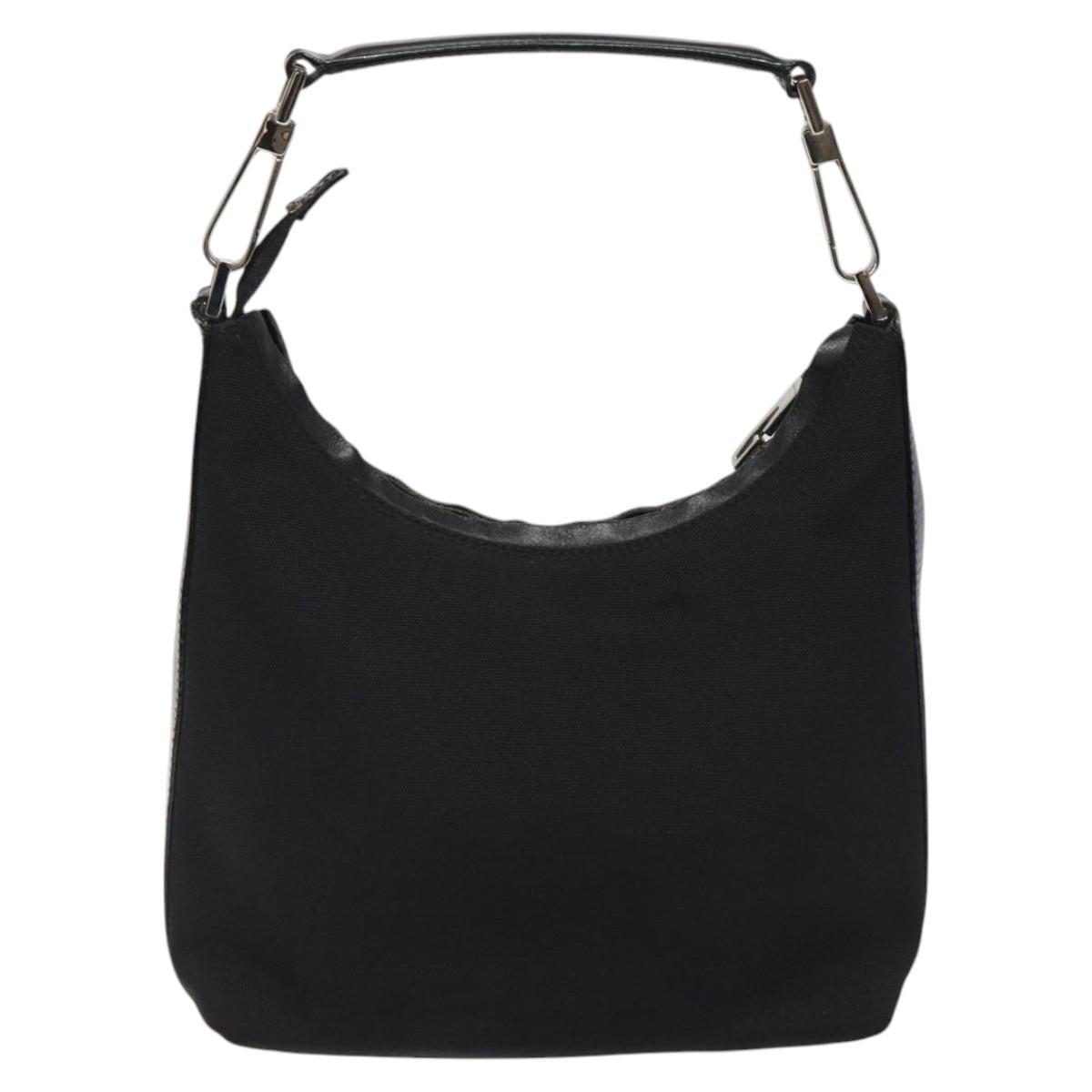GUCCI Hand Bag Nylon Black Silver 000 0601 Auth 119331