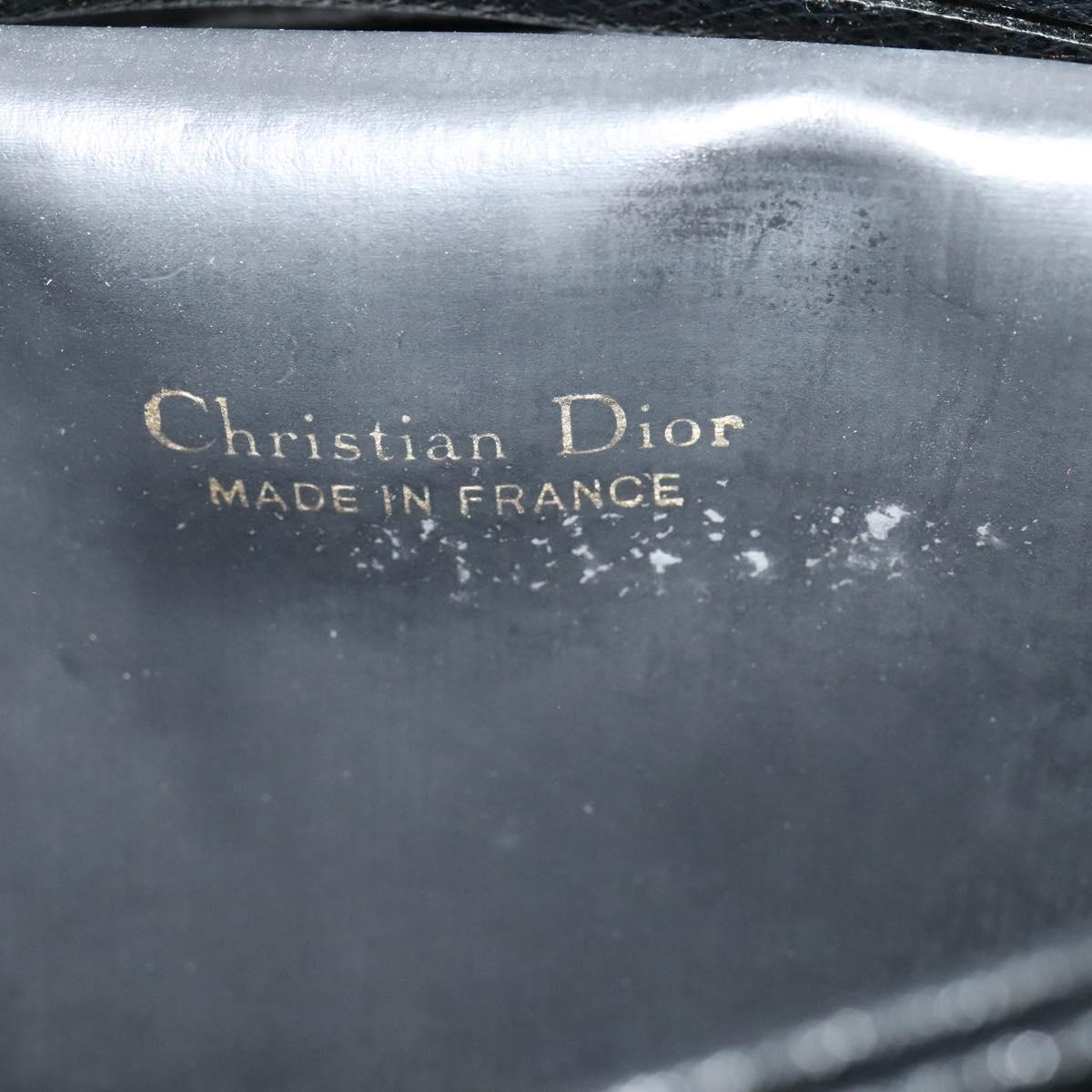 Christian Dior Chain Shoulder Bag Leather Navy Gold Auth 119333