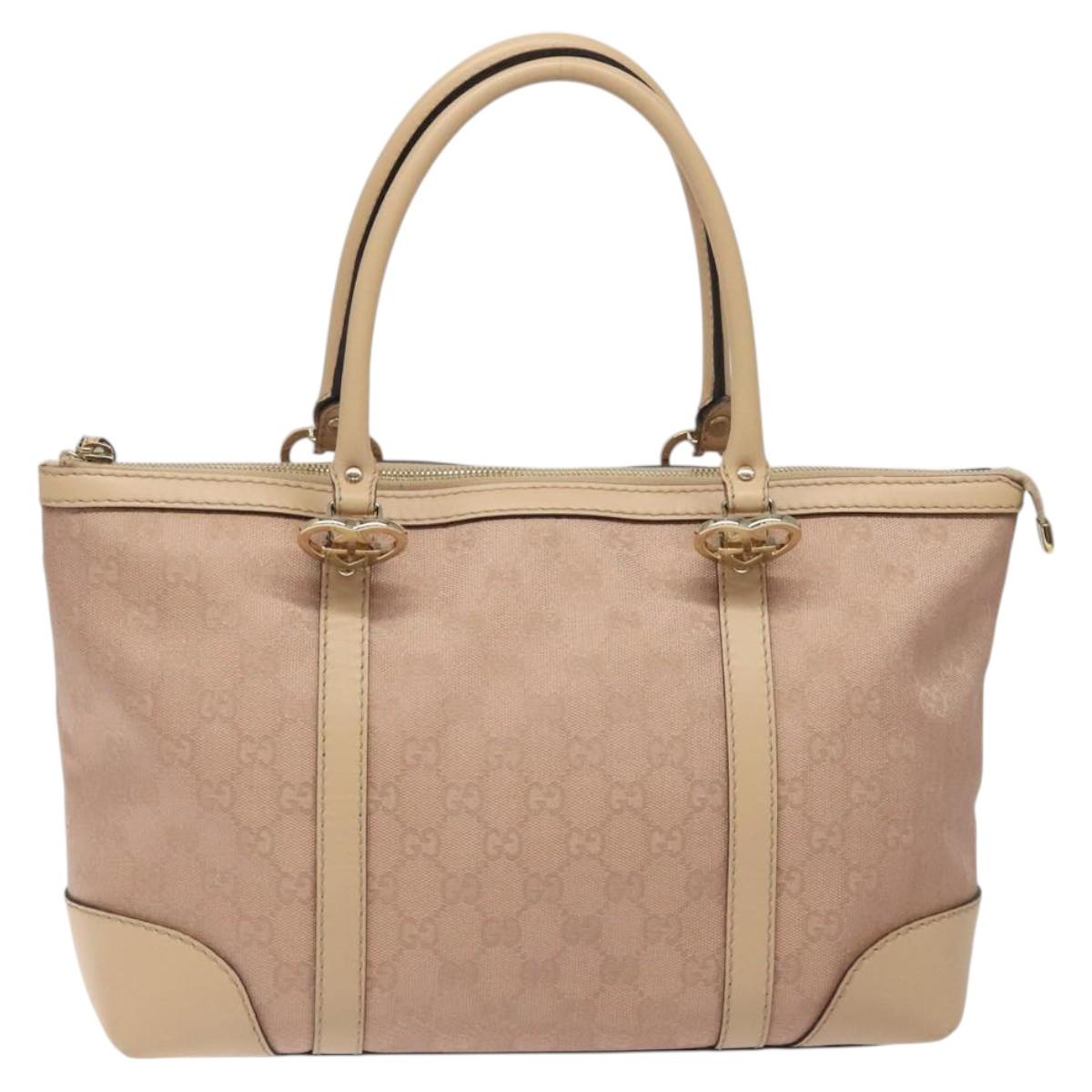 GUCCI GG Canvas Lovely Hand Bag Pink Gold 257069 Auth 119334