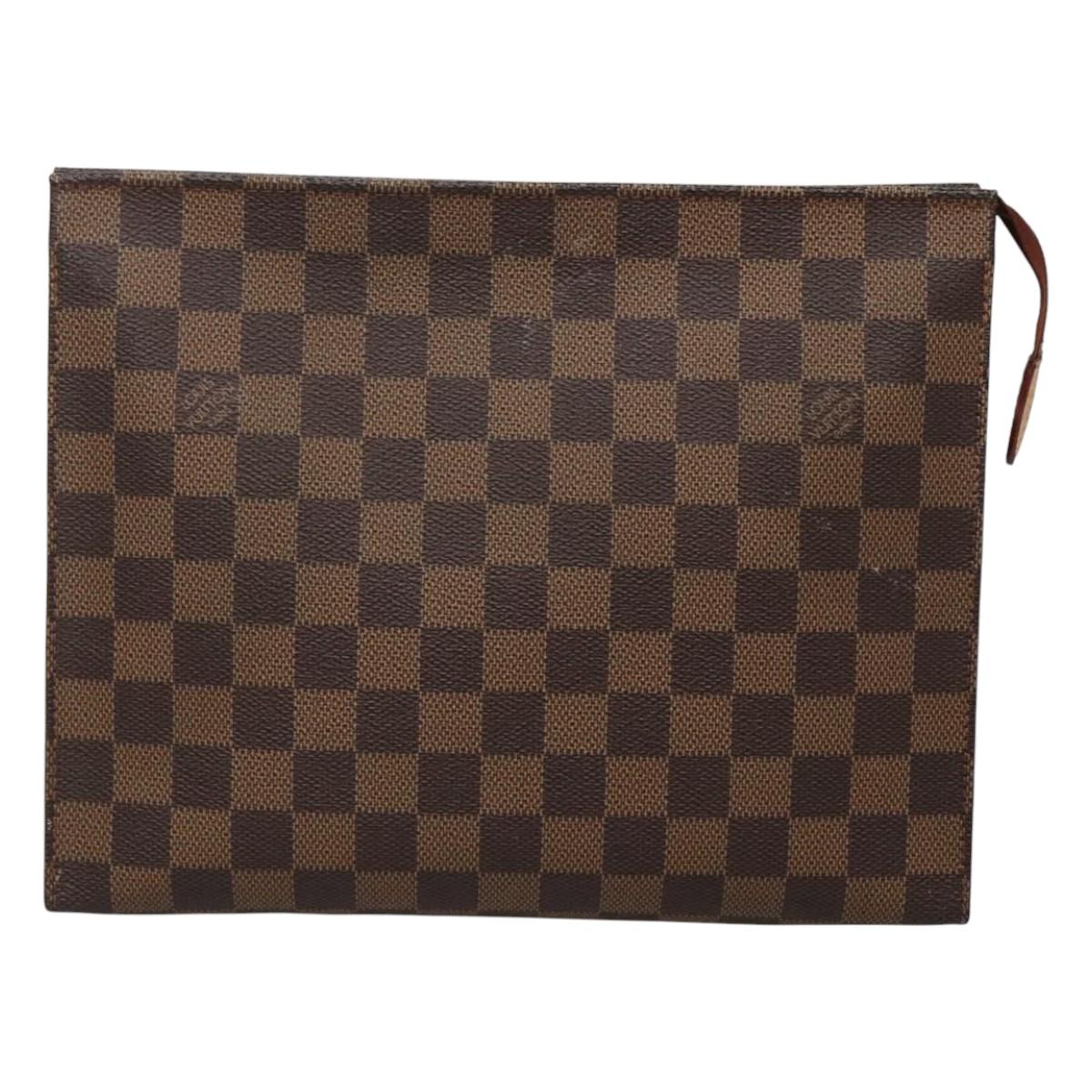 LOUIS VUITTON Damier Ebene Poche Toilette 26 Pouch N47543 LV Auth 119346