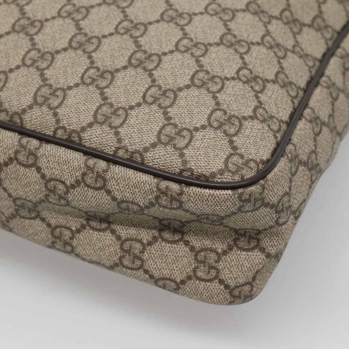 GUCCI GG Supreme Shoulder Bag PVC Leather Beige Gold 201448 Auth 119359