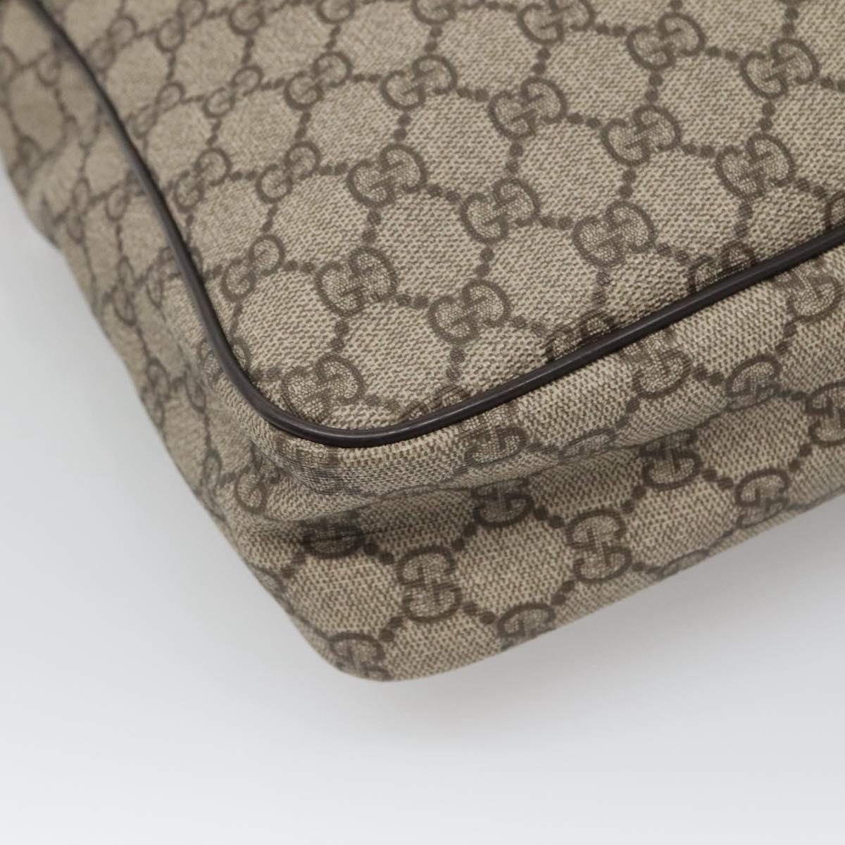 GUCCI GG Supreme Shoulder Bag PVC Leather Beige Gold 201448 Auth 119359