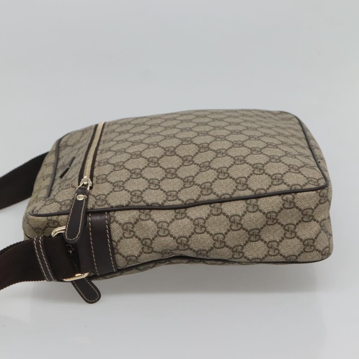 GUCCI GG Supreme Shoulder Bag PVC Leather Beige Gold 201448 Auth 119359