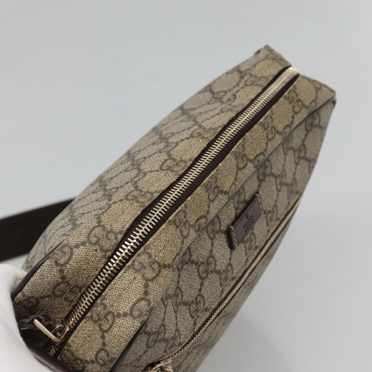 GUCCI GG Supreme Shoulder Bag PVC Leather Beige Gold 201448 Auth 119359