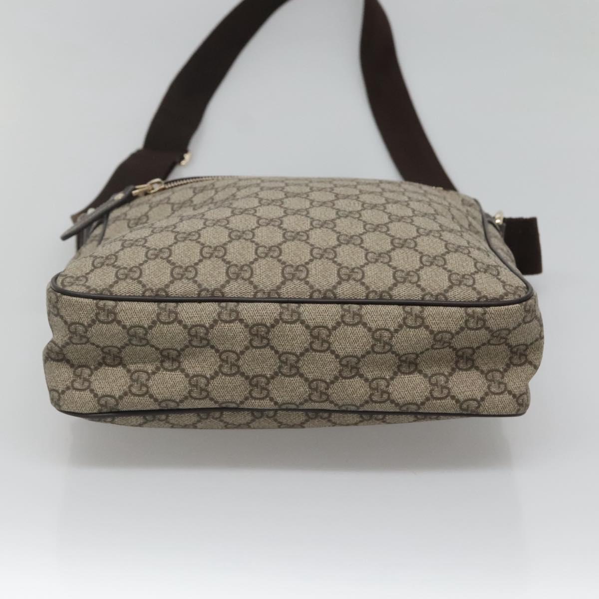 GUCCI GG Supreme Shoulder Bag PVC Leather Beige Gold 201448 Auth 119359