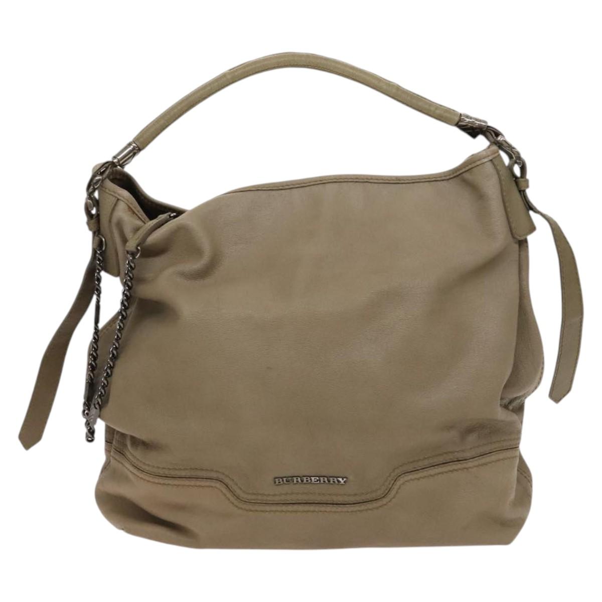 BURBERRY Shoulder Bag Leather Beige Auth 119364