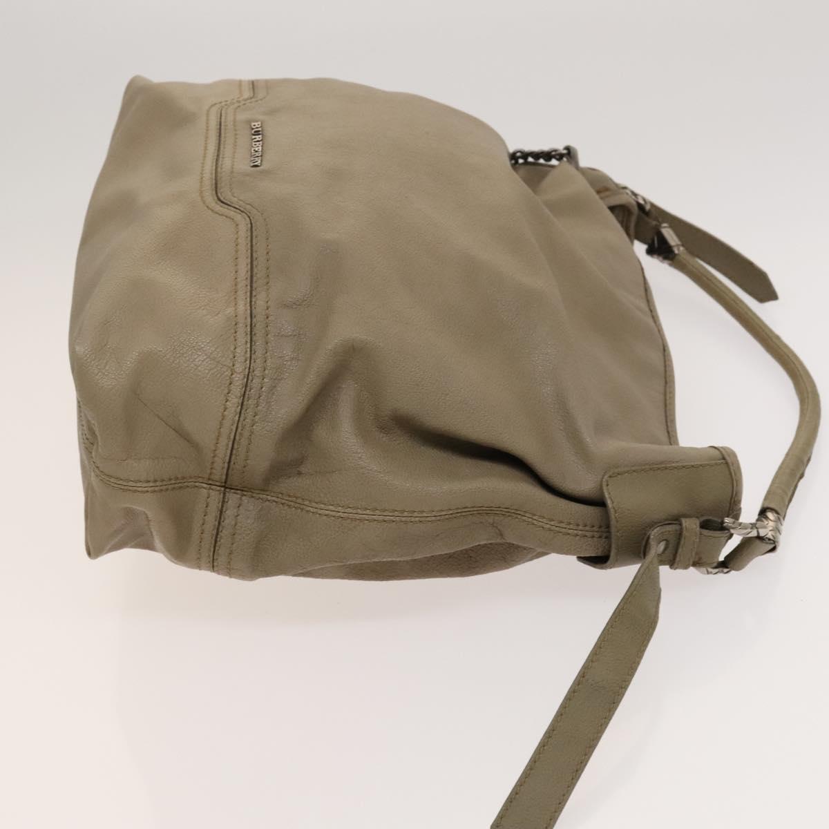 BURBERRY Shoulder Bag Leather Beige Auth 119364