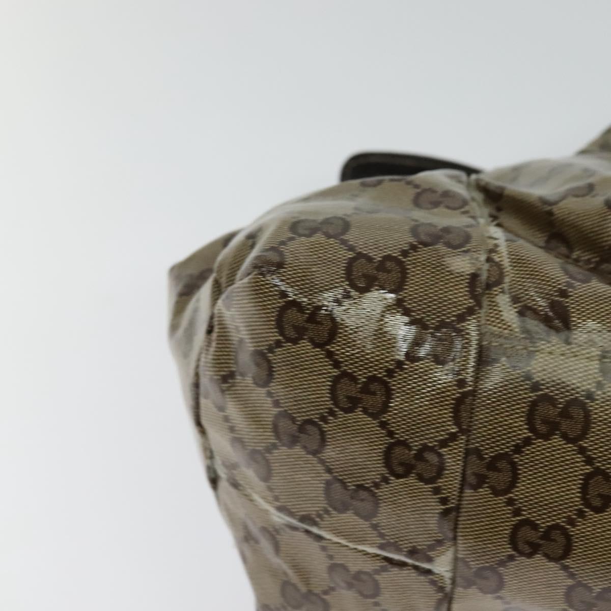 GUCCI GG Crystal Hand Bag Coated Canvas Brown Gold 197020 Auth 119369