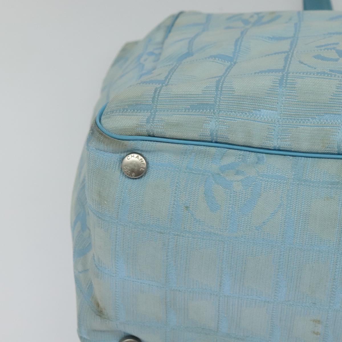 CHANEL New Travel line Tote Bag Nylon Light Blue CC Auth 119372