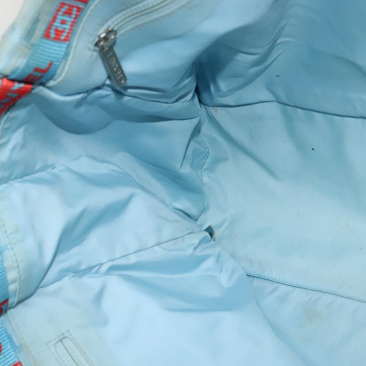 CHANEL New Travel line Tote Bag Nylon Light Blue CC Auth 119372