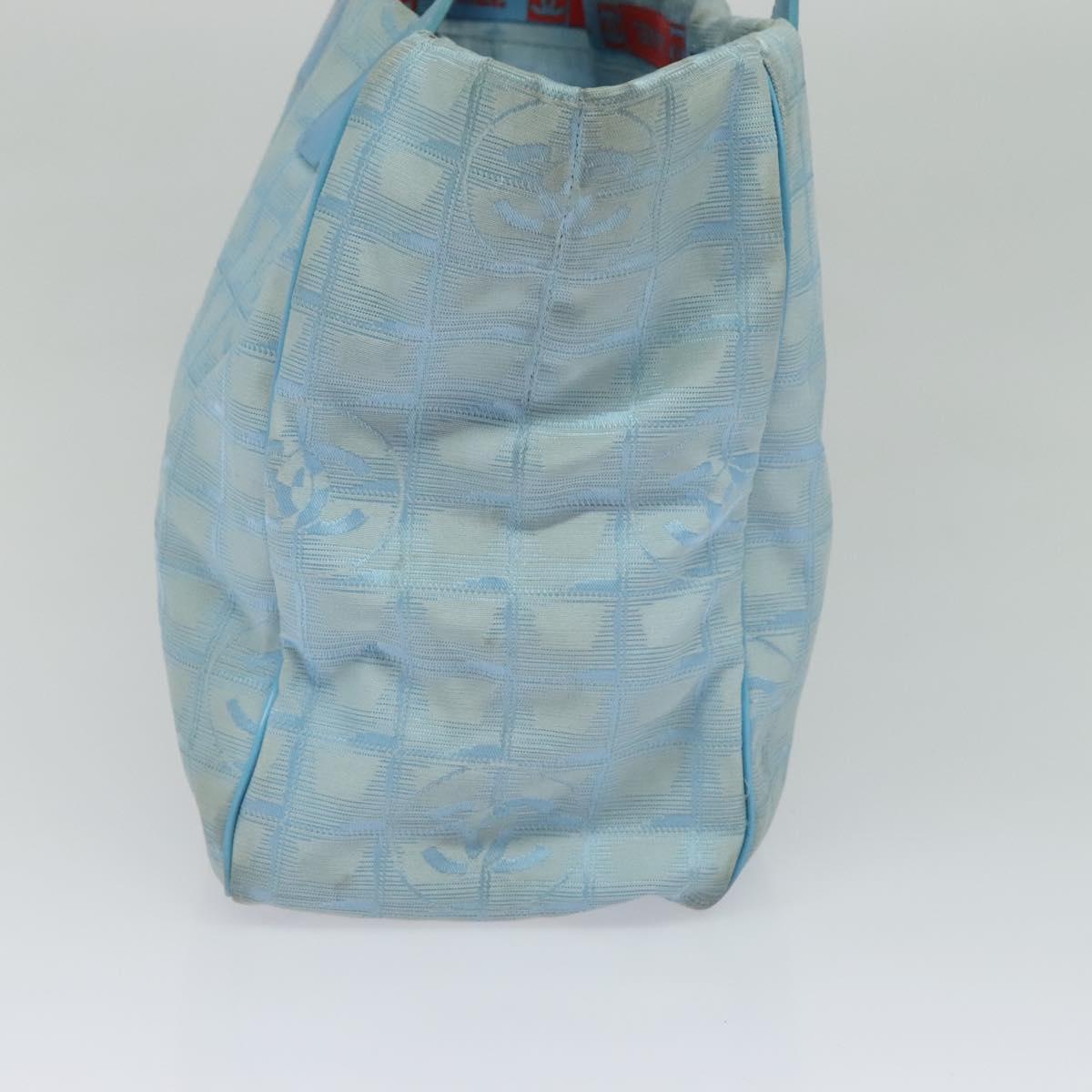 CHANEL New Travel line Tote Bag Nylon Light Blue CC Auth 119372