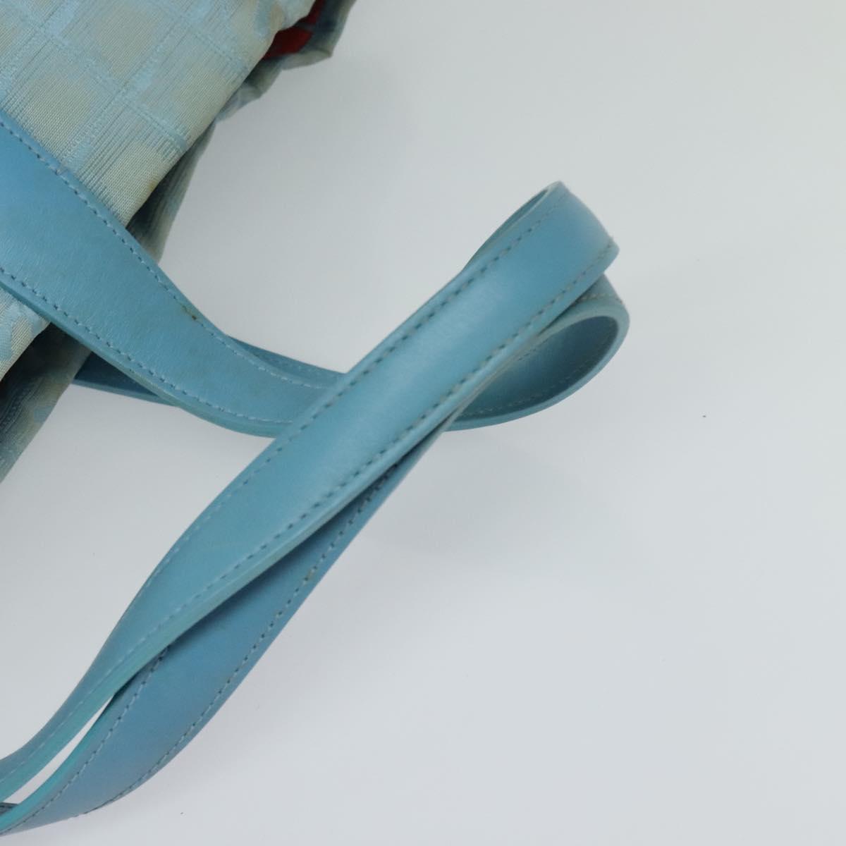 CHANEL New Travel line Tote Bag Nylon Light Blue CC Auth 119372