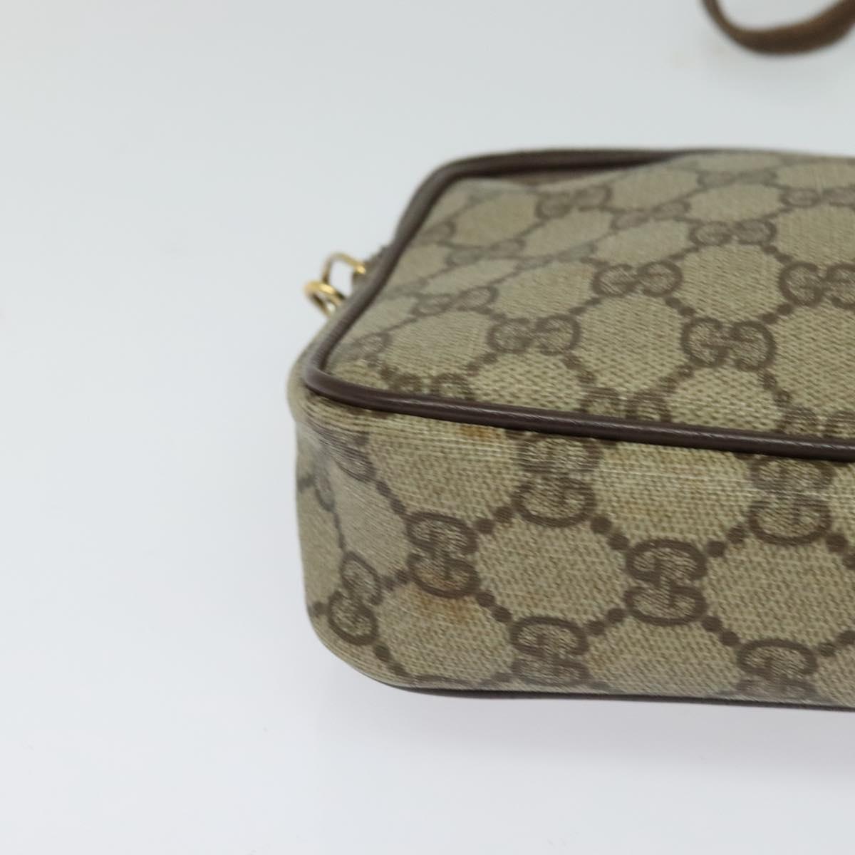 GUCCI GG Supreme Shoulder Bag PVC Leather Beige Gold Auth 119374