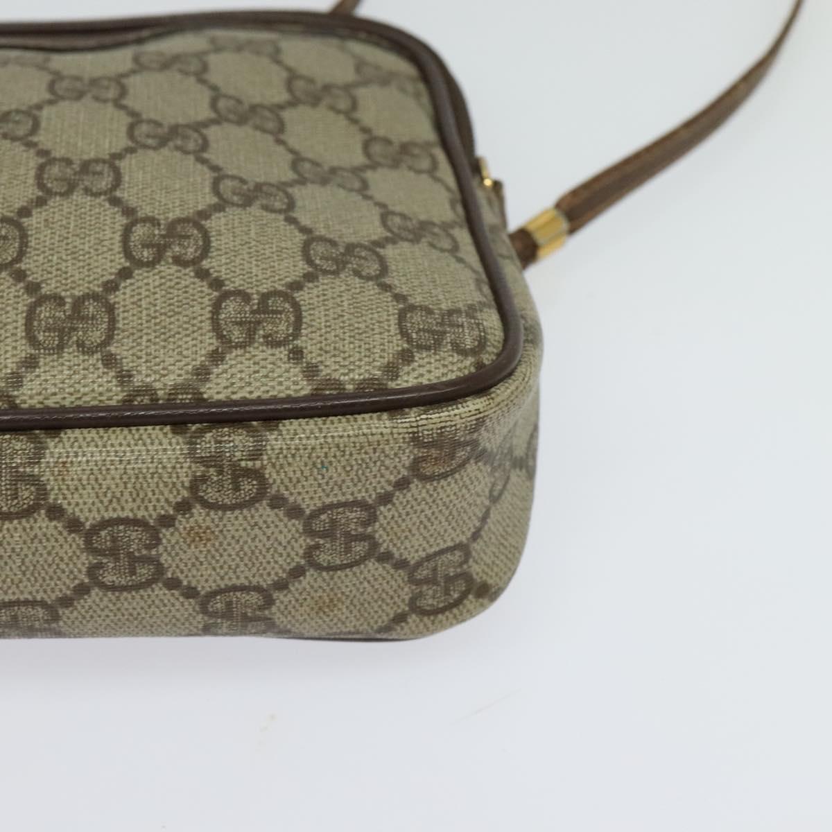 GUCCI GG Supreme Shoulder Bag PVC Leather Beige Gold Auth 119374