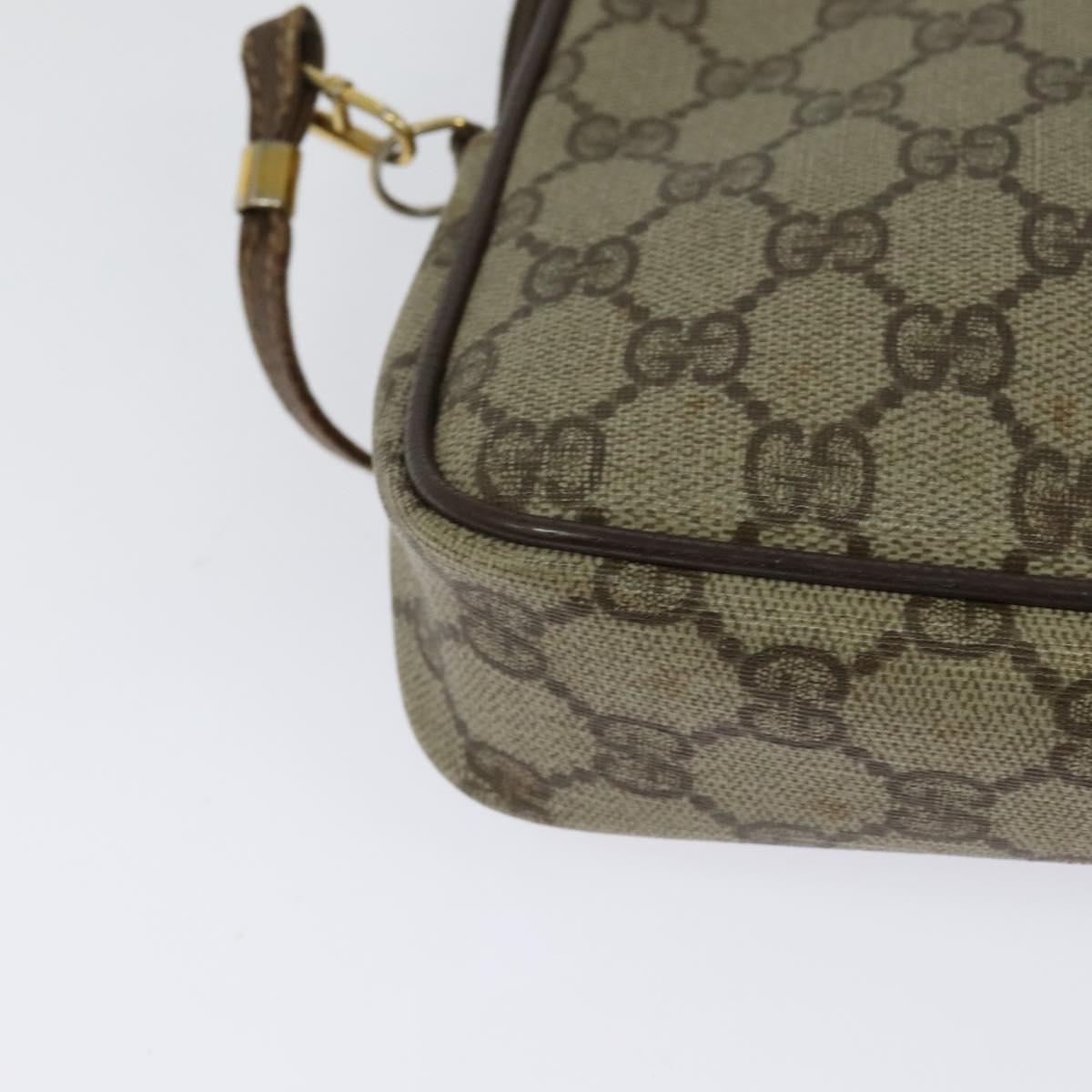GUCCI GG Supreme Shoulder Bag PVC Leather Beige Gold Auth 119374